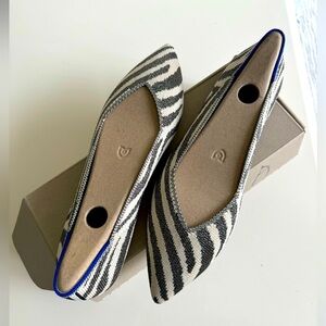 Rothy’s Shimmer Zebra Silver Beige Metallic Shoes 9.5 w/t box